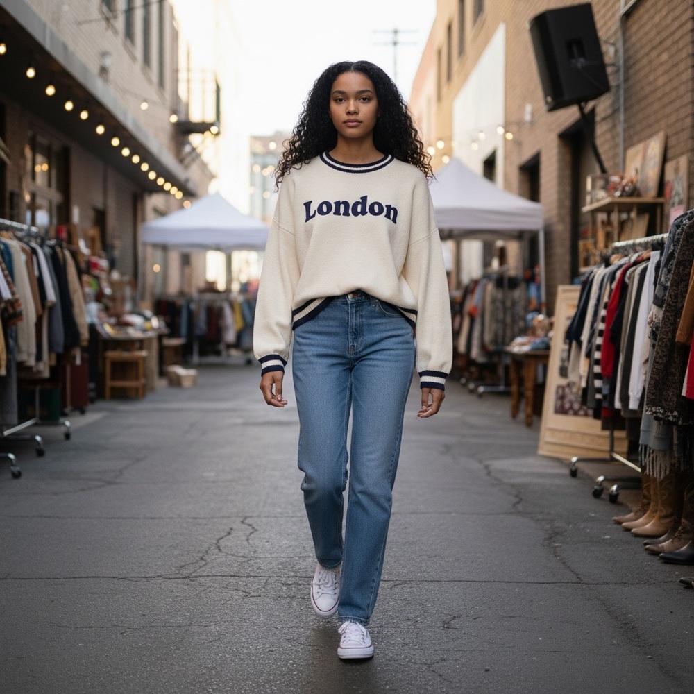 Classic Sweater London White Ringer